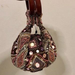 Trading Bamboo Brown Stone and Studded Bangle Hand Bag